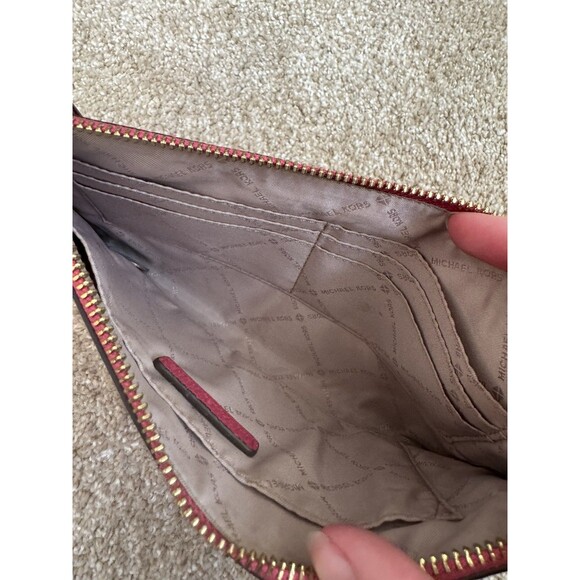 Michael Kors MK Large Clutch Zip Wristlet Wallet – Pink Pebbled Leather – Gold - Picture 5 of 6